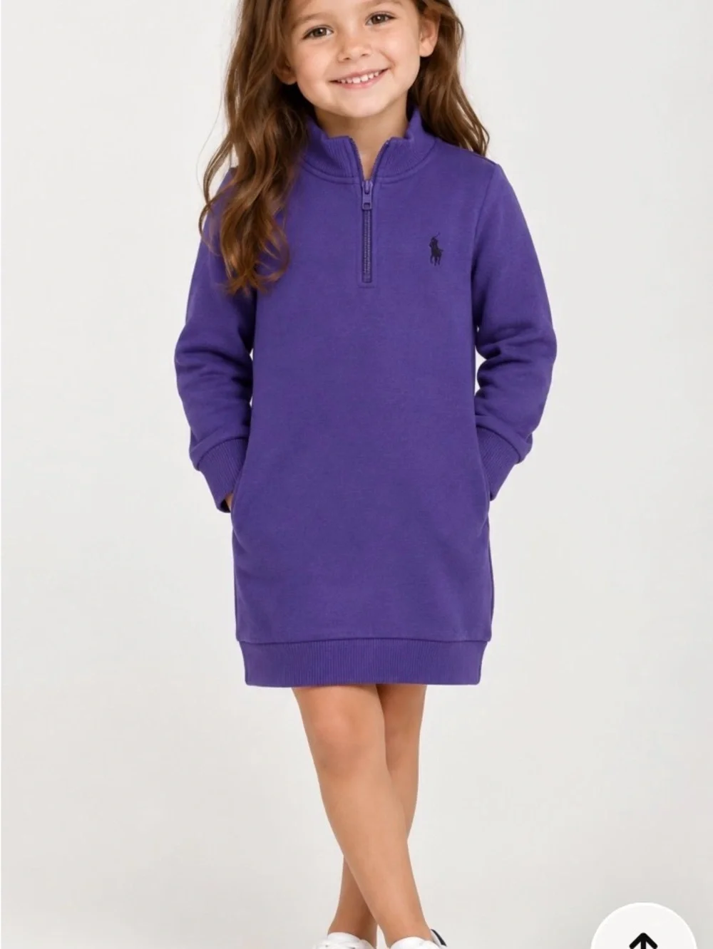 Ralph Lauren Girls' Purple Half-Zip Sweatshirt Dress size 4/5 like new!